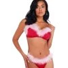 Roma Costume Marabou Satin Bra Set