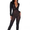 Roma Costume Sheer Glittered Bodysuit With Cuffs