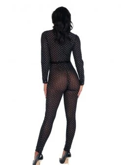 Roma Costume Sheer Glittered Bodysuit With Cuffs