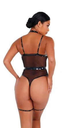 Roma Costume Tops Vinyl Strappy Bodysuit