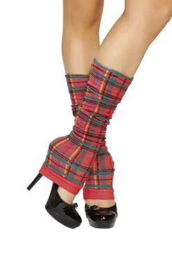 Roma Costume ACCESORIES Red Plaid Leg Warmers