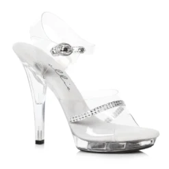 Ellie Shoes 5 Heel Clear Rhinestone Sandal