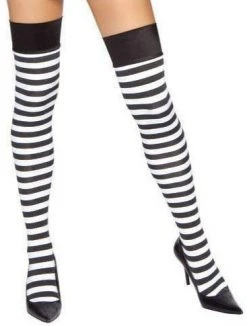Roma Costume Hosiery Black And White Striped Stockings