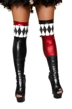 Roma Costume Red And Black Metallic Jester Stockings