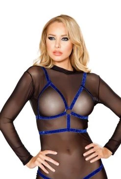 Roma Costume LINGERIE Shiny Elastic Strapped Top