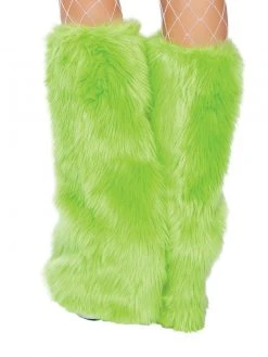 JValentine Faux Fur Legwarmers Light Green Rave Leg Warmers & Wraps