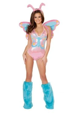 JValentine Sexy Pink Pastel Butterfly Romper