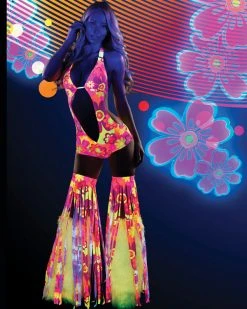 JValentine Rave Leg Warmers & Wraps Print Neon Flower Fringe Leggings