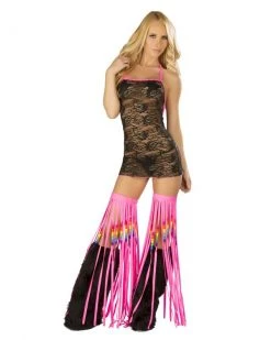 JValentine CLOTHING Lace Dress Black Pink