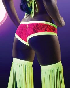 JValentine CLOTHING Sexy Pink Yellow Lace Short