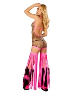 JValentine Sexy Black And Pink Net Romper