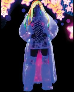 JValentine CLOTHING Faux Fur White Light Up Long Coat