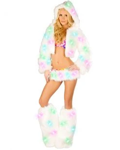 JValentine Multicolor Light Up Fur Skirt And Top CLOTHING