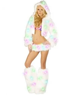 JValentine Rave Leg Warmers & Wraps Light Up White Cosmos Legwarmers