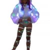 JValentine Cropped White Faux Fur Light Up Jacket