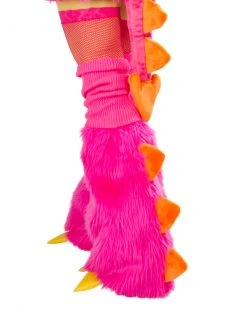 JValentine Pink Dragon Deluxe Legwarmers With Spikes Rave Leg Warmers & Wraps