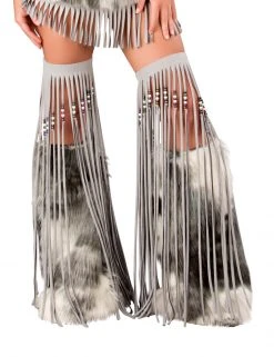 JValentine Silver Furry Indian Legwarmers Rave Leg Warmers & Wraps