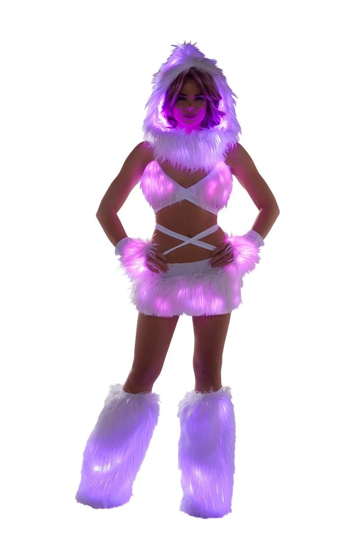 JValentine White Fur Light-up Legwarmers With Pink Lights 5 JValentine White Fur Light-up Legwarmers With Pink Lights