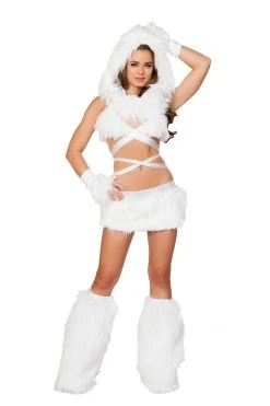JValentine CLOTHING White Fur Light-up Skirt With Pink Lights