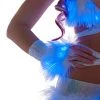 JValentine Rave Accessories White Fur Light-up Gloves With Blue Lights