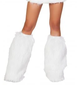JValentine White Fur Light-up Legwarmers With Pink Lights