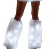 Girlielingerie.com White Fur Light-up Legwarmers With White Lights Rave Leg Warmers & Wraps