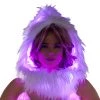 JValentine White Fur Light-Up Infinity Hood With Pink Lights Rave Accessories