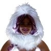 JValentine White Fur Light-Up Infinity Hood With White Lights Rave Accessories