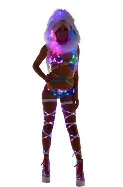 JValentine Tie Dye Light-Up Infinity Fur Hood Rave Accessories