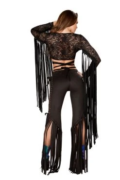 JValentine Black Lace Karma Fringe Wrap Top CLOTHING