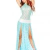 JValentine CLOTHING Aqua Long Sequin Star Mesh Skirt