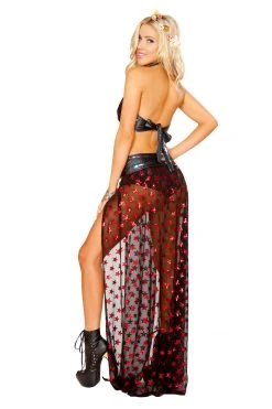 JValentine Black Long Sequin Star Mesh Skirt