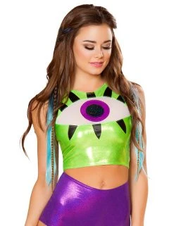 JValentine Green Metallic EyeBall Tank Top