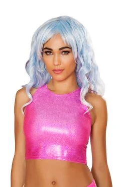 JValentine Hot Pink Twinkle Metallic High-Cut Tank CLOTHING