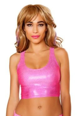 JValentine CLOTHING Hot Pink Twinkle Low-Cut Tank