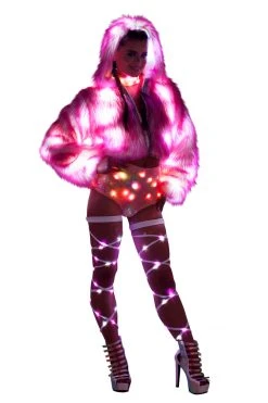 JValentine Light-Up Pink Tip Fur Crop Jacket
