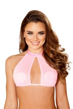 JValentine Pink Mermaid Mesh Halter Top