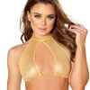 JValentine Sunset Twinkle Gold Fishnet Halter Top