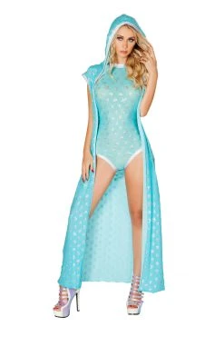JValentine Aqua Star Light Up Mesh Long Duster