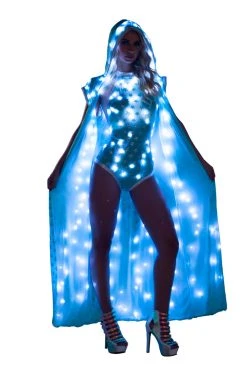JValentine Aqua Star Light Up Mesh Long Duster