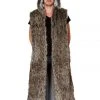 JValentine Men's Black Wolf Faux Fur Hooded Duster Jackets & Coats