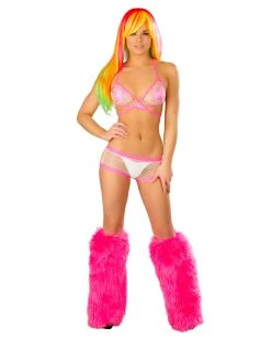 JValentine Net White And Pink Shorts