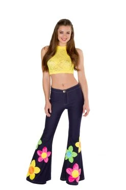 JValentine CLOTHING Flower Power Bell Bottom Denim Pants