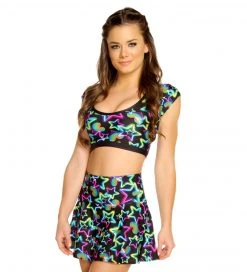 JValentine CLOTHING Neon Star Crop Top