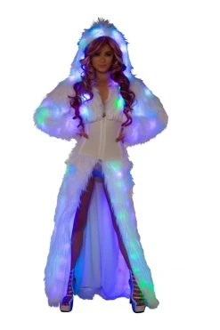 JValentine Flashing Light-Up White Faux Fur Hooded Coat