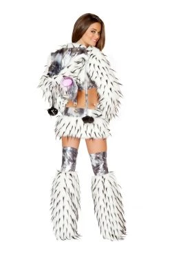 JValentine Faux Fur White And Black Spike Leg Warmers Rave Leg Warmers & Wraps