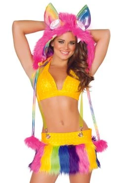 JValentine Deluxe Hot Pink Rainbow Light Up Hood