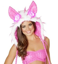 JValentine Deluxe Pink Spike Light Up Hood Rave Accessories