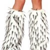 JValentine Faux Fur White And Black Spike Leg Warmers Rave Leg Warmers & Wraps