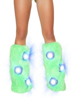 JValentine Furry Light Up Lime Legwarmers Rave Leg Warmers & Wraps